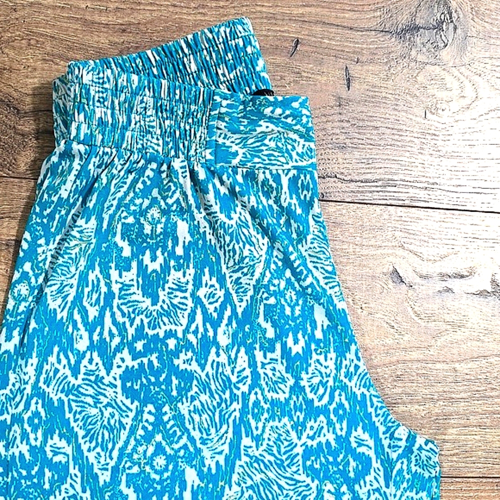 IMAN WIDE LEG PANTS WOMENS SMALL BLUE WHITE GOLD - Picture 2 of 5
